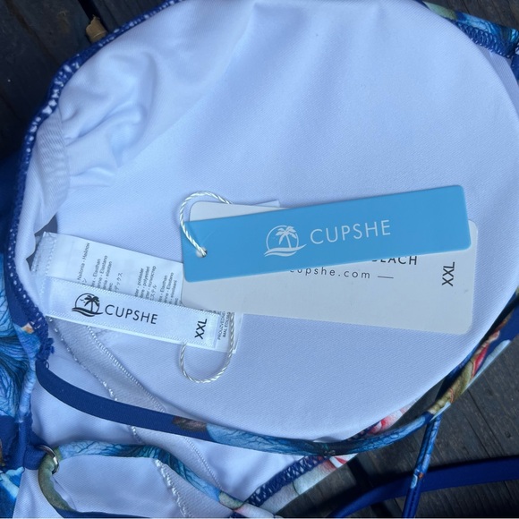 CUPSHE BLUE ONE PIECE FLORAL SWIMSUIT  SIZE XXL   NEW - Picture 6 of 10